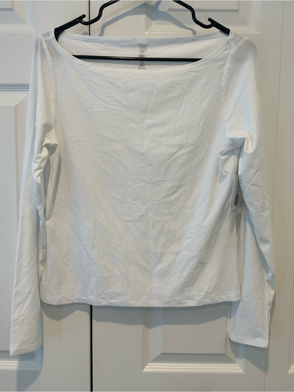 Nwt Beyond Yoga White Long Sleeve Boatneck Tee